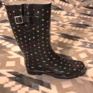 Mug boots rain boots Polkadotted